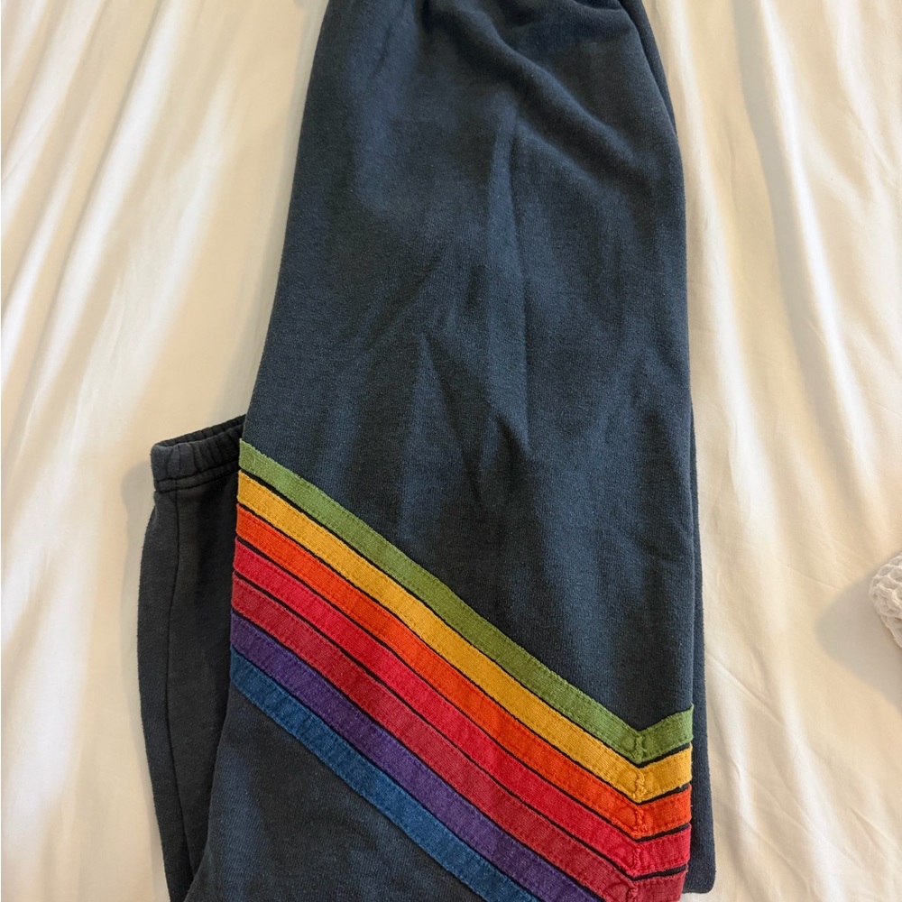 Aviator Nation Sweatpants with Rainbow Chevron Trim